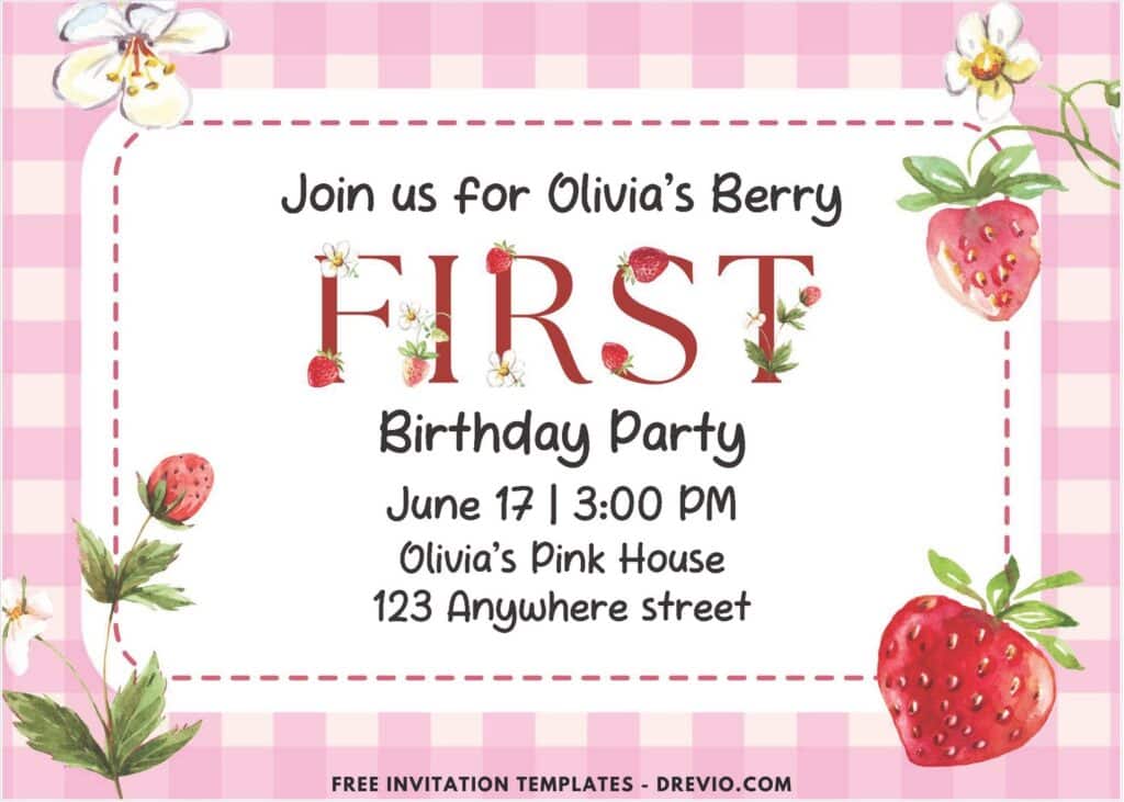 Watercolor Strawberry Invitation