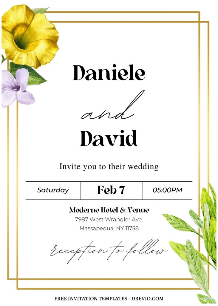 Bold Chic Garden Wedding Invitation B