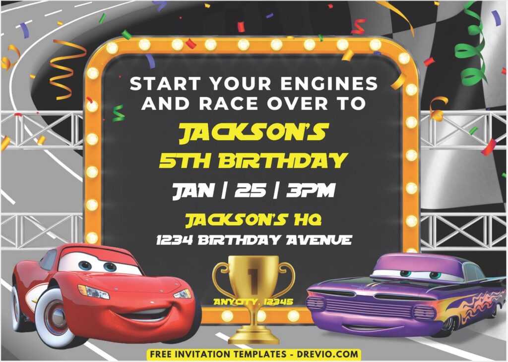 Pixar Cars Invitation