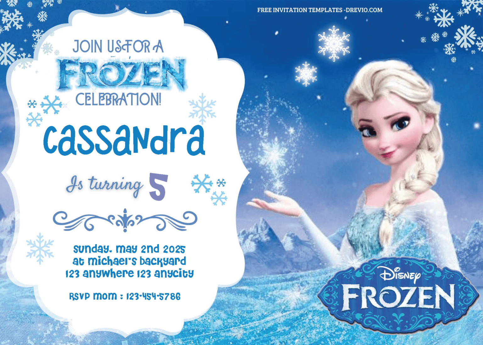 FREE Editable PDF – Frozen Birthday Invitation Templates One | Download ...