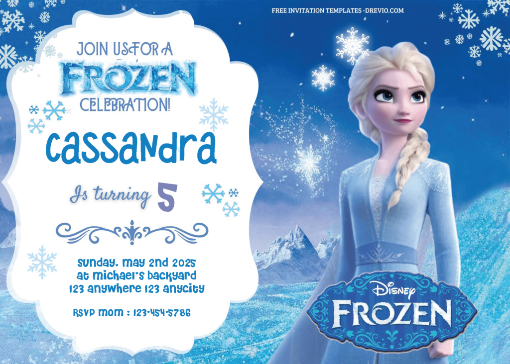 ( Free Editable Pdf ) Stunning Winter Frozen Birthday Invitation 