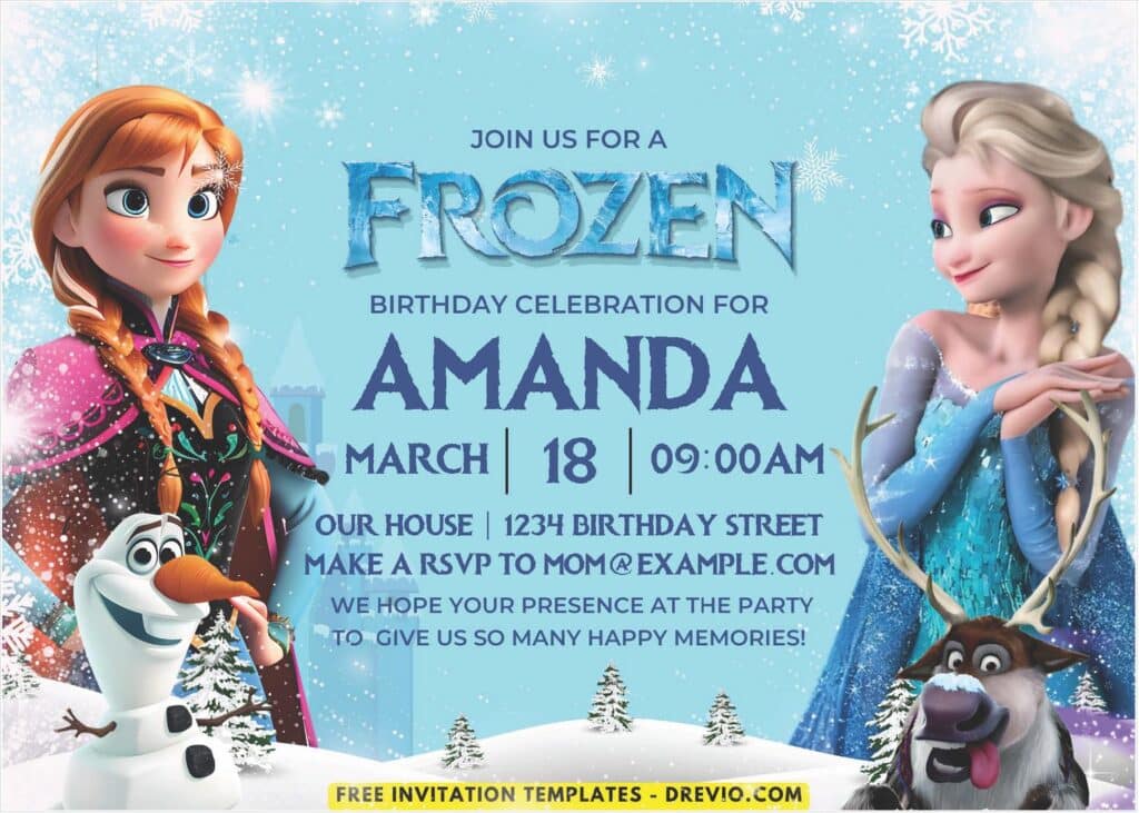 Snowflakes Disney Frozen Birthday Invitation