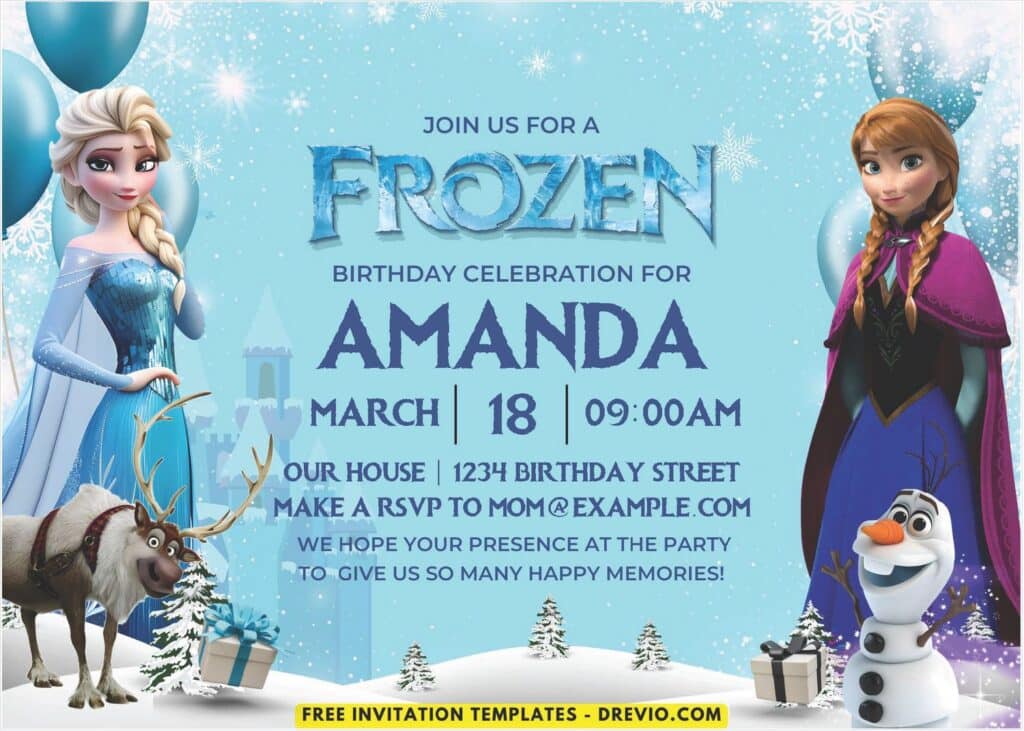 Snowfall Disney Frozen Birthday Invitation