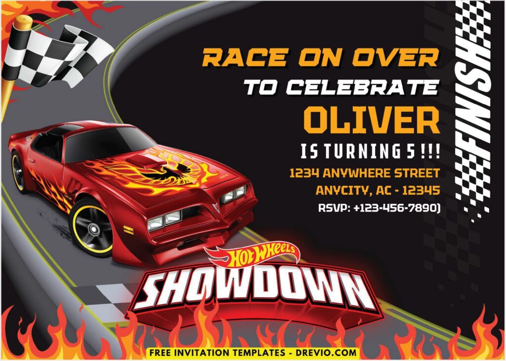 Invitation Template of (Free PDF Invitation) Hot Wheels Race Birthday Invitation 1