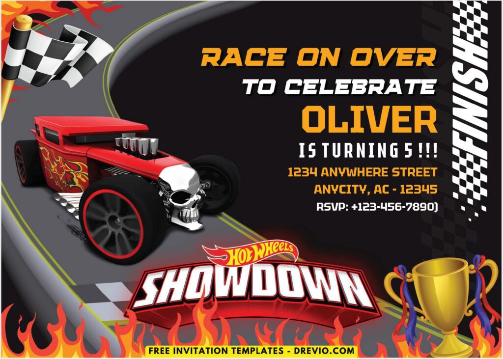 Invitation Template of (Free PDF Invitation) Blazing Hot Wheels Race Track Birthday Invitation 3