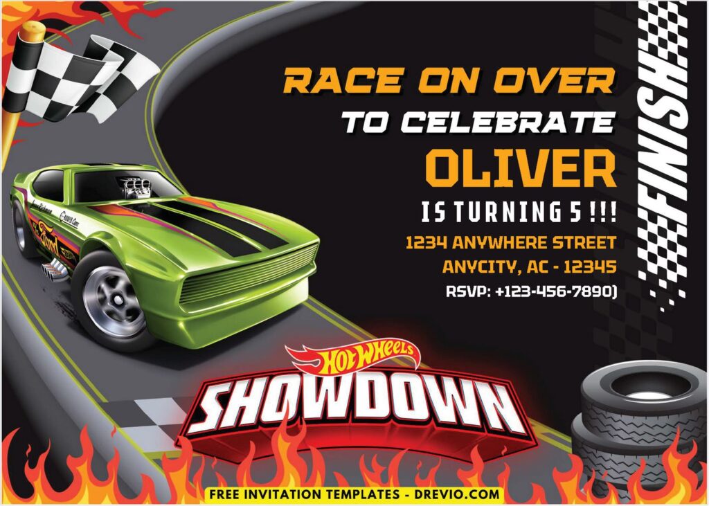 Invitation Template of (Free PDF Invitation) Hot Wheels Race Birthday Invitation 2