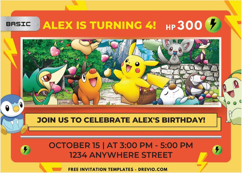 Invitation Template of (Free PDF Invitation) Pokemon Card Theme Birthday Invitation 1