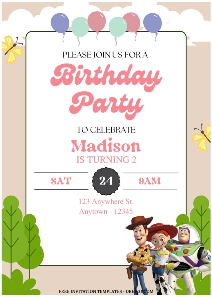 Adorable Garden Toy Story Birthday Invitation