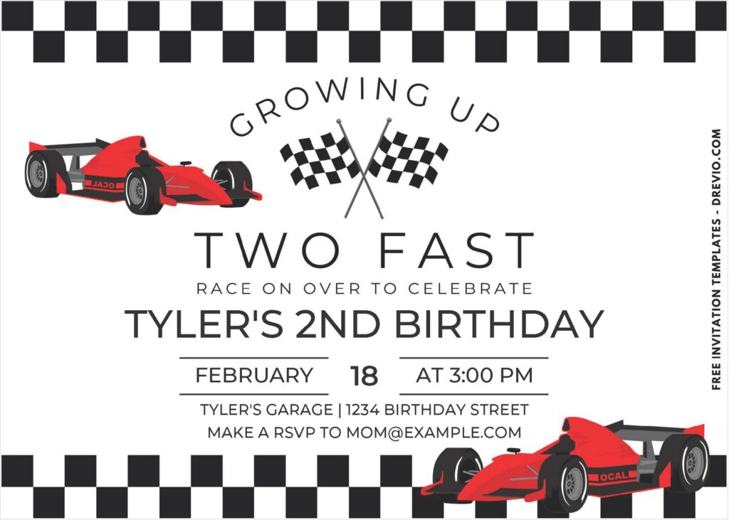 Race car themed invitation