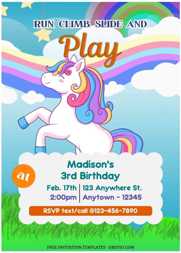 Unicorn Birthday Invitation with