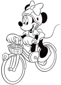 Coloring Pages - Minnie Riding a Bicycle