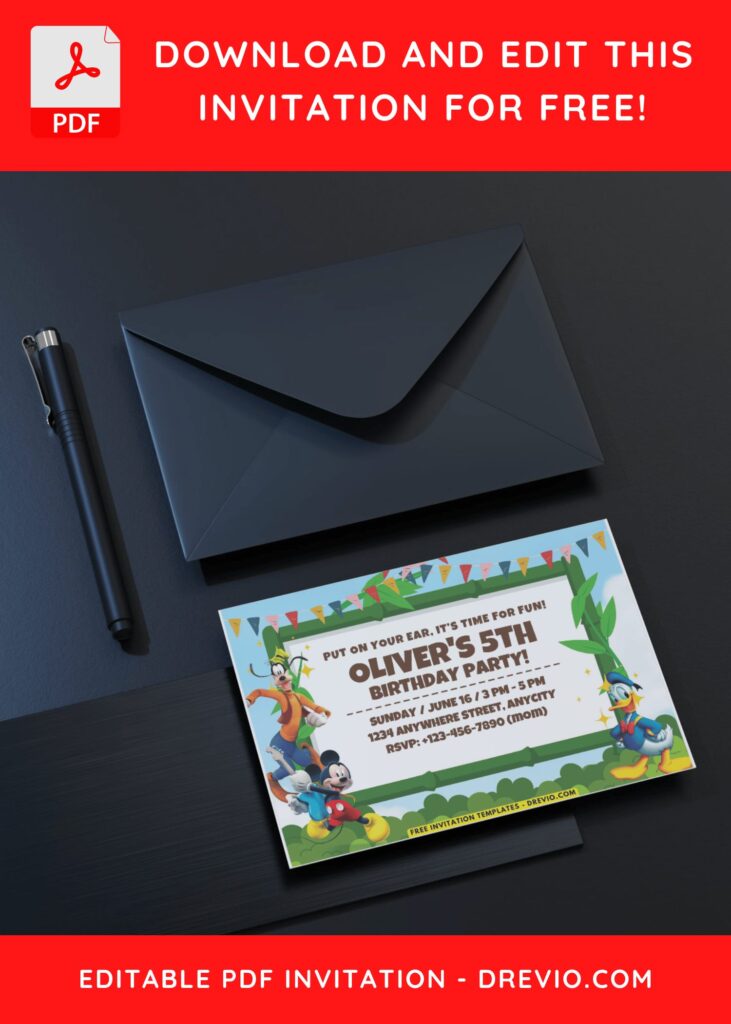 Kids Invitation With Mickey mouse and friends