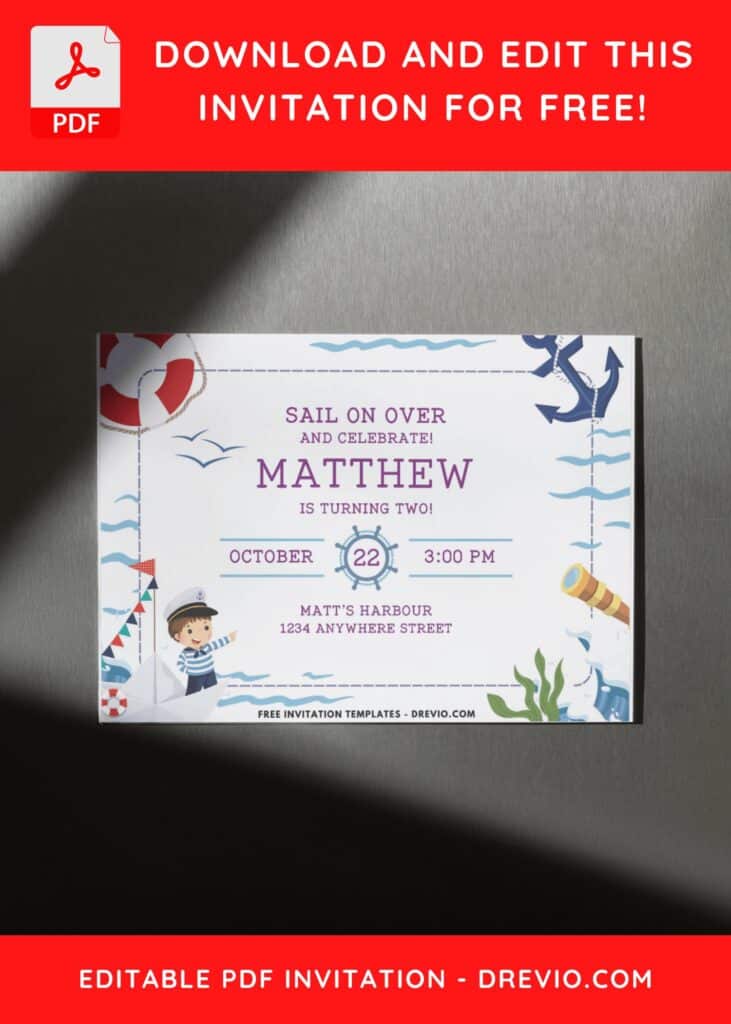 Kids Invitation with Nautical Theme