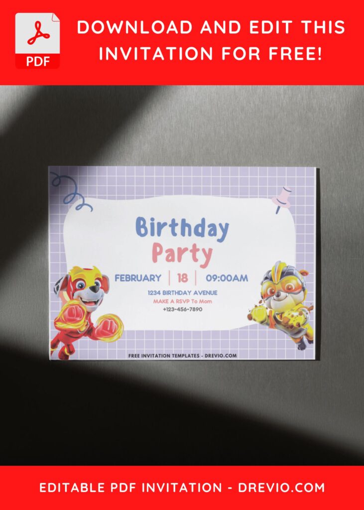 Cute PAW Patrol 1st Birthday Invitation