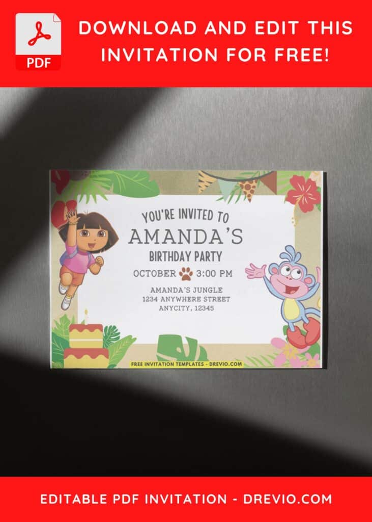 Dora The Explorer Birthday Invitation With Booth