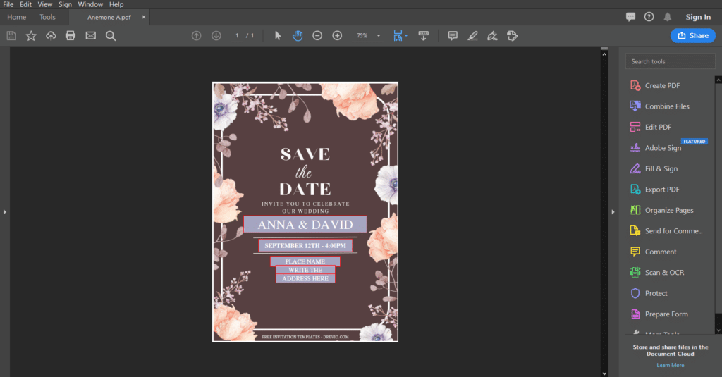 Invitation Template of (Free Editable PDF) Anemone Blossom Wedding Invitation Templates 3