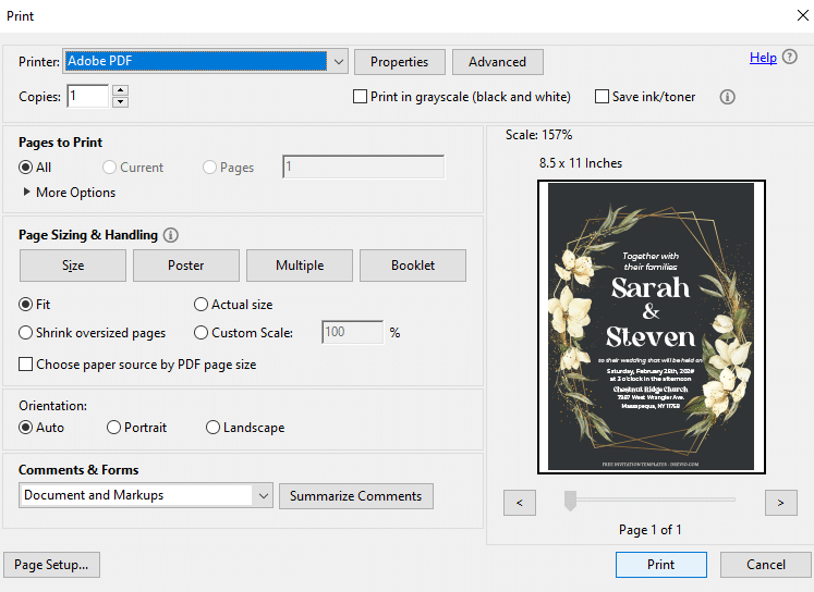 Preview of Printing Setting