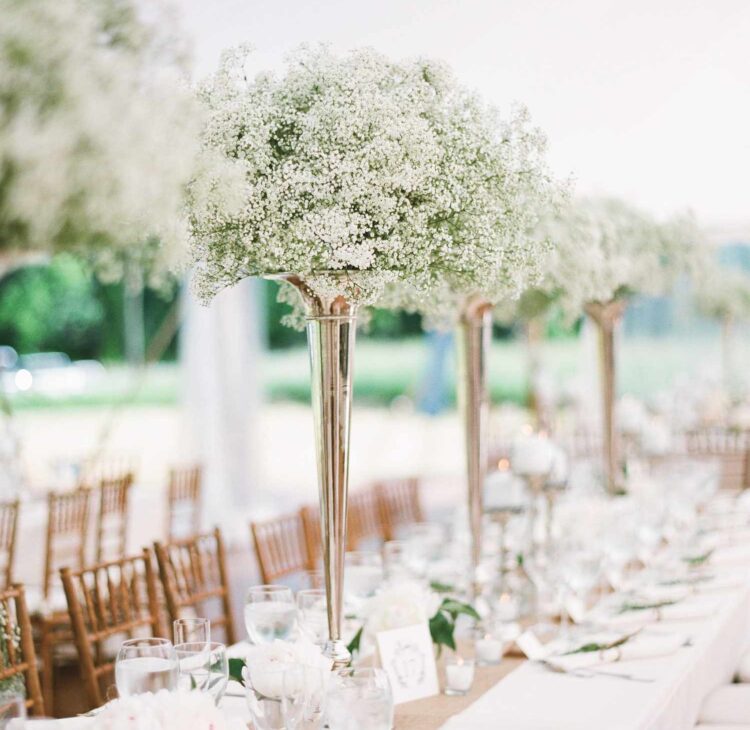 Beautiful Table Centerpieces consists of Peony In Glass Vases