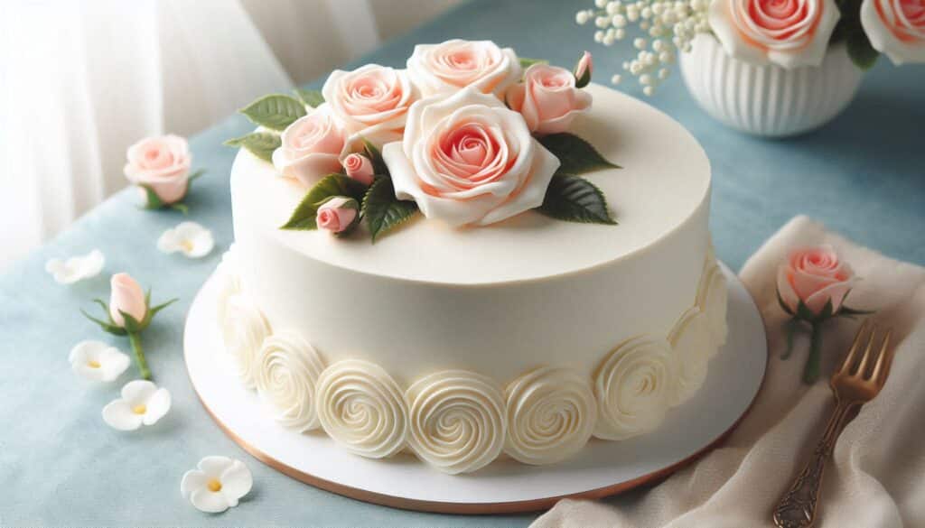 Wedding Cake with Rose Topper