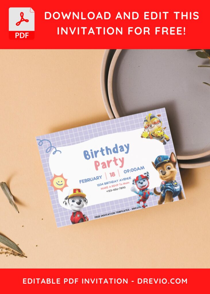 Birthday Invitation With PAW Patrol Chase and ryder