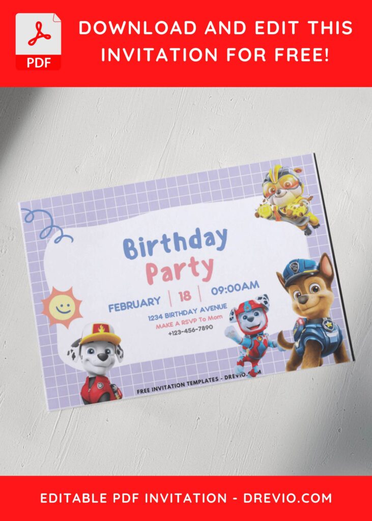 Birthday Invitation With PAW Patrol Theme