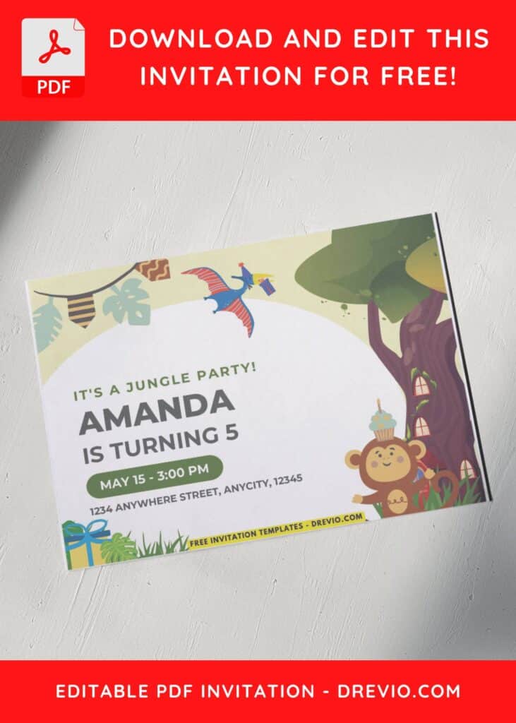 Jungle Bash Baby Monkey Birthday Invitation