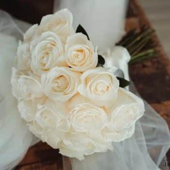 Romantic Blossom White Rose Wedding Bouquet