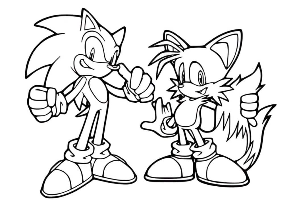 Sonic and Miles Prower Coloring Page Template