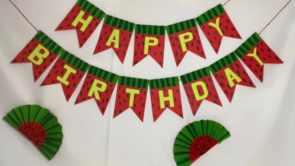 DIY Cocomelon Bunting Flags that spell Happy Birthday