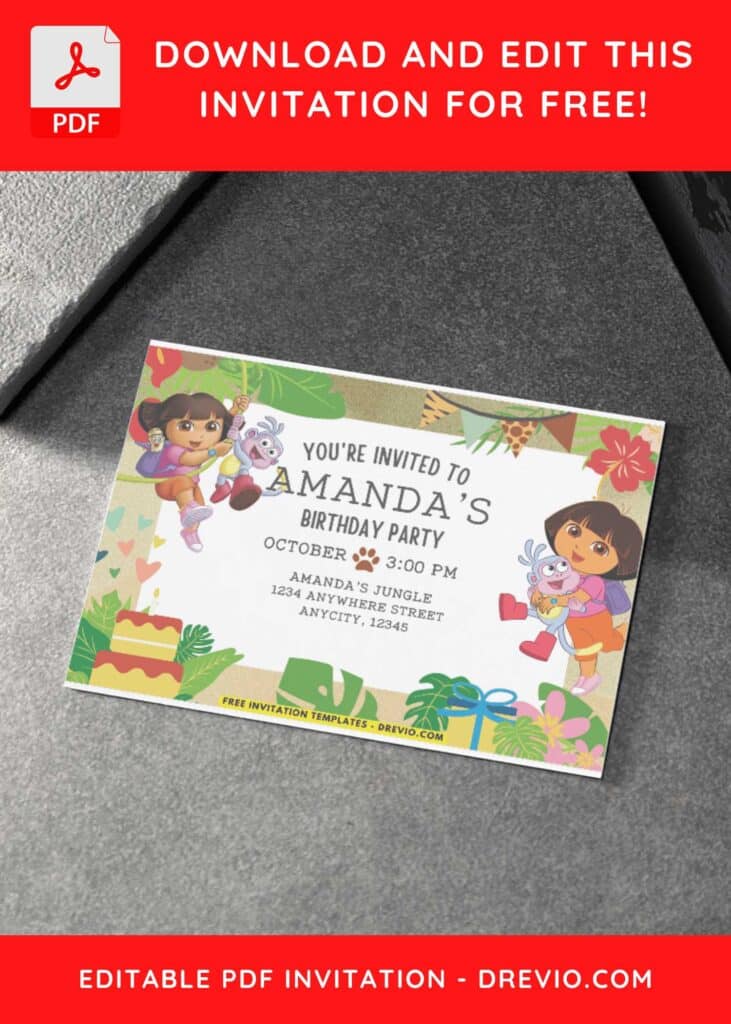 Kids Invitation With Dora and Booth