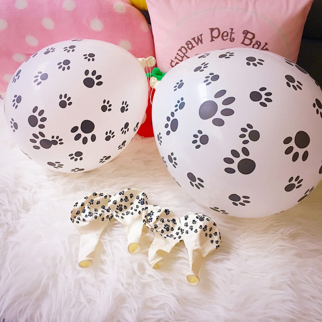 DIY PAW Patrol Balloons With Plain White Balloon Decorated with Paper PAW Prints