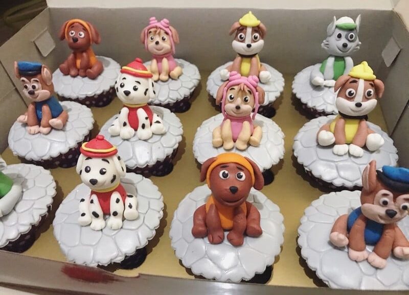 PAW Patrol Cupcakes With Adorable Chase, Ryder, Skye And Everest Figurine As Toppers