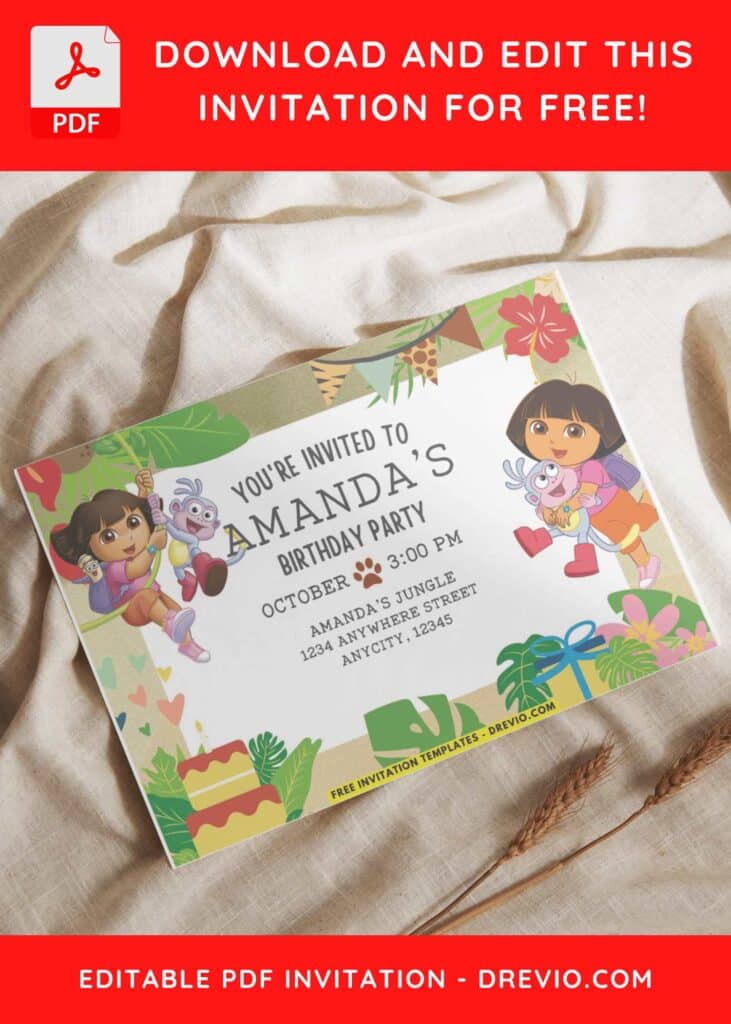 Birthday Invitation With Dora The Explorer Theme