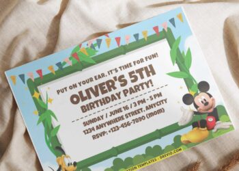 Mickey And Pluto Birthday Invitation