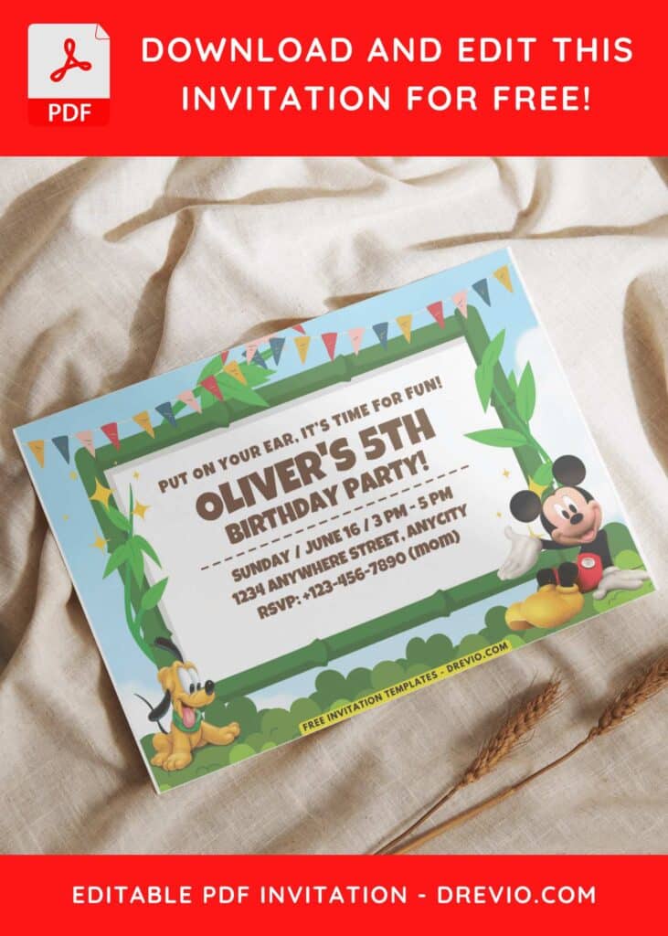 Mickey And Pluto Birthday Invitation