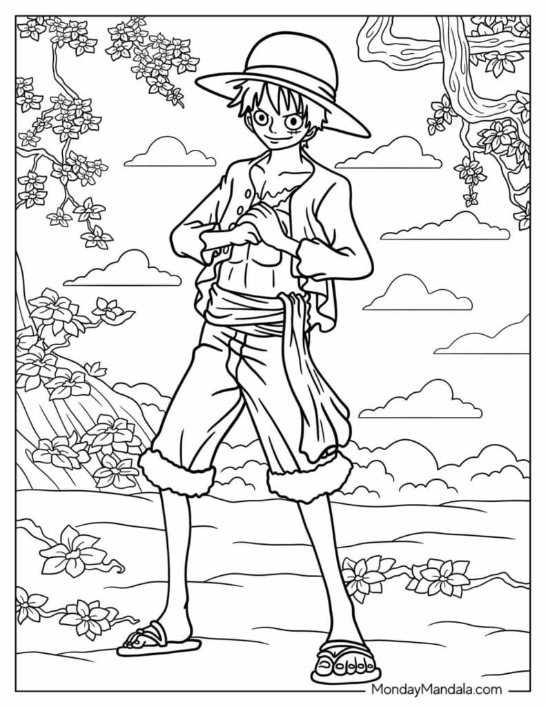 One Piece Luffy Coloring Pages Templates