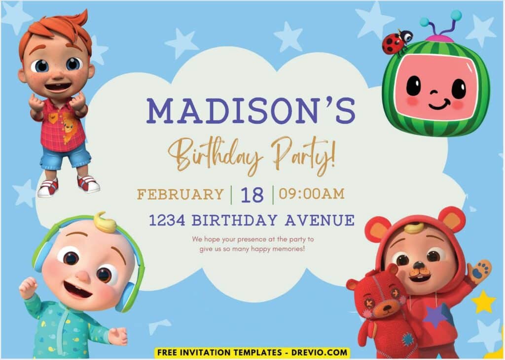 Cocomelon Birthday Invitation