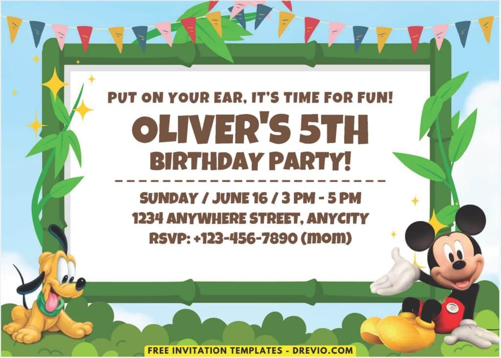 Mickey Mouse Picnic Birthday Invitation