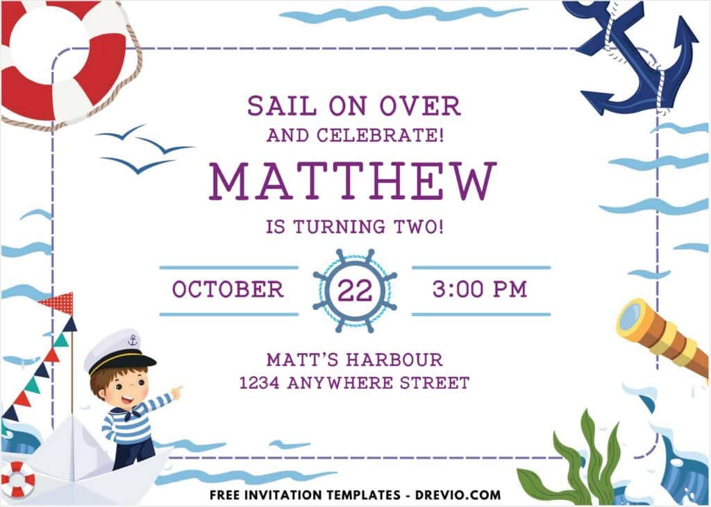 Sailor birthday invitation