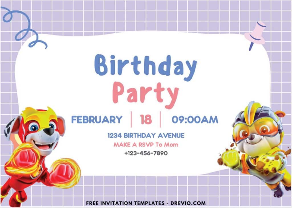 PAW Patrol Invitation in landscape orientation