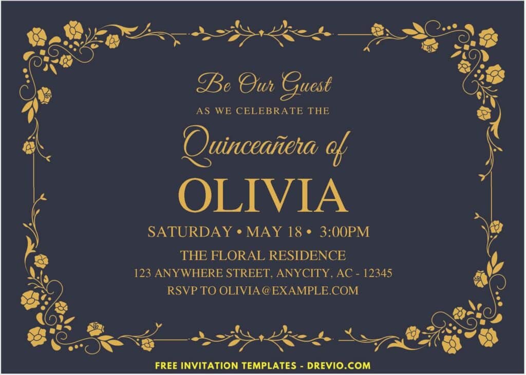 Floral Quinceanera 16th Birthday Invitation