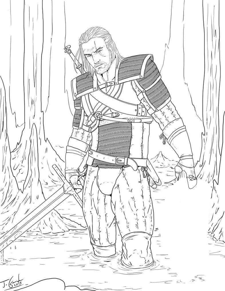 The Witcher Coloring Page