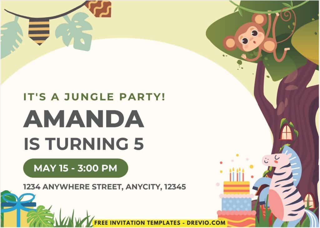 Adorable Monkey Hanging on tree branch Invitation