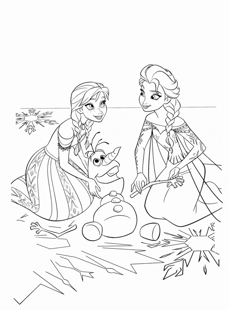 Elsa And Anna Coloring Page Template