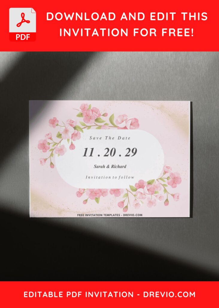 Cherry Blossom Floral Wedding Invitation