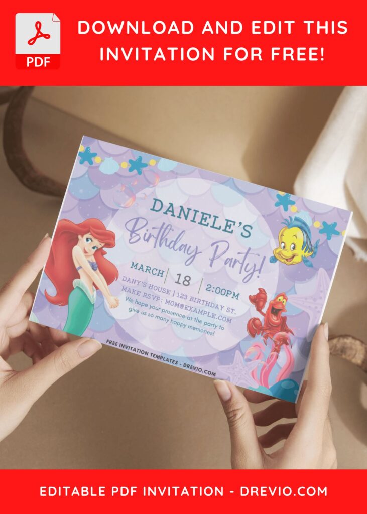 Ariel and Sebastian birthday invitation