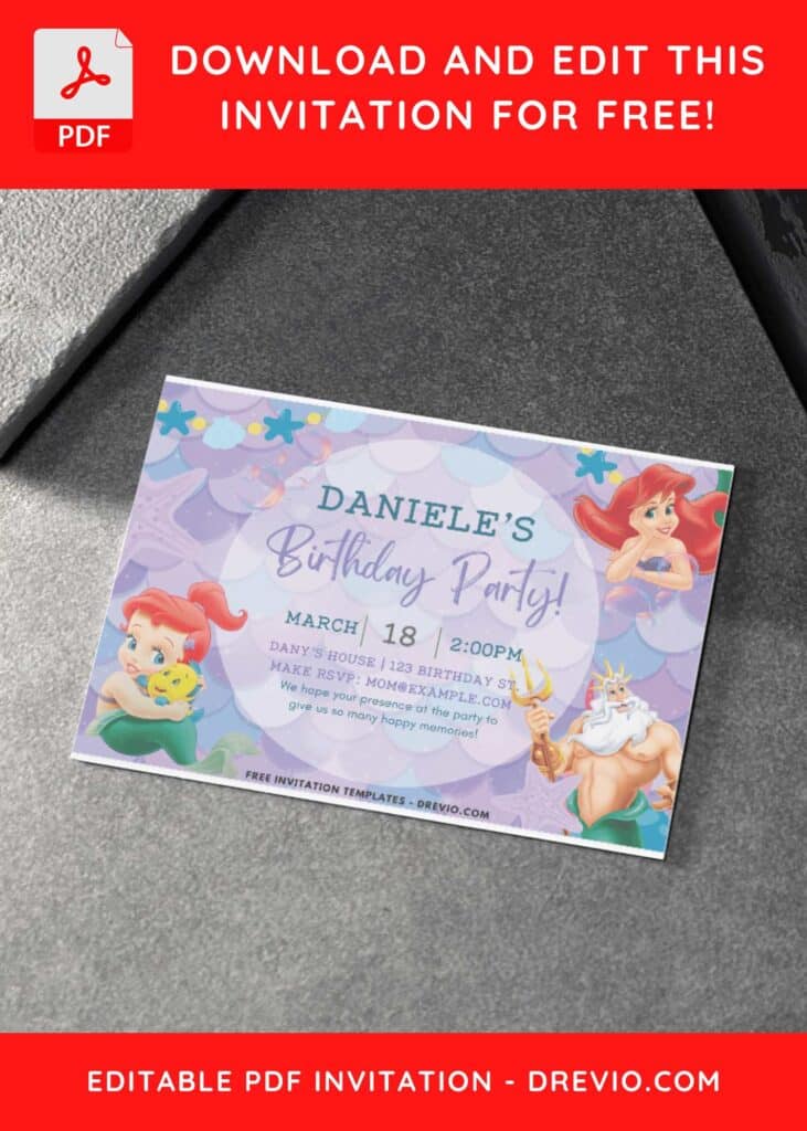 Disney Ariel Birthday Invitation