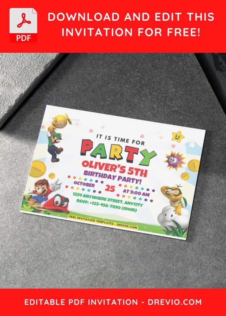 Mario & Luigi Gamer Birthday Invitation