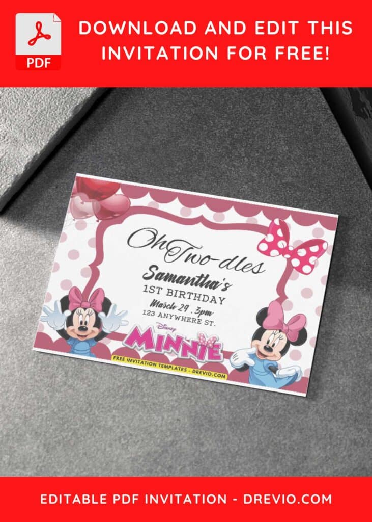 Kids Invitation with Minnie Mouse's Ribbon