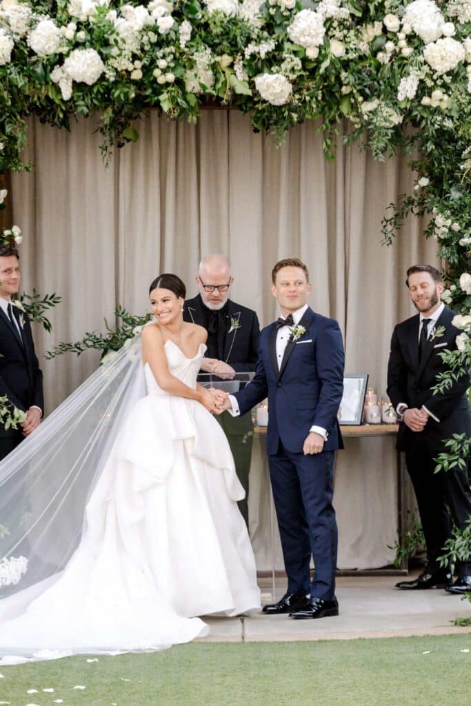 Lea Michele & Zandy Reich Wedding With Floral And Pampas Decoration